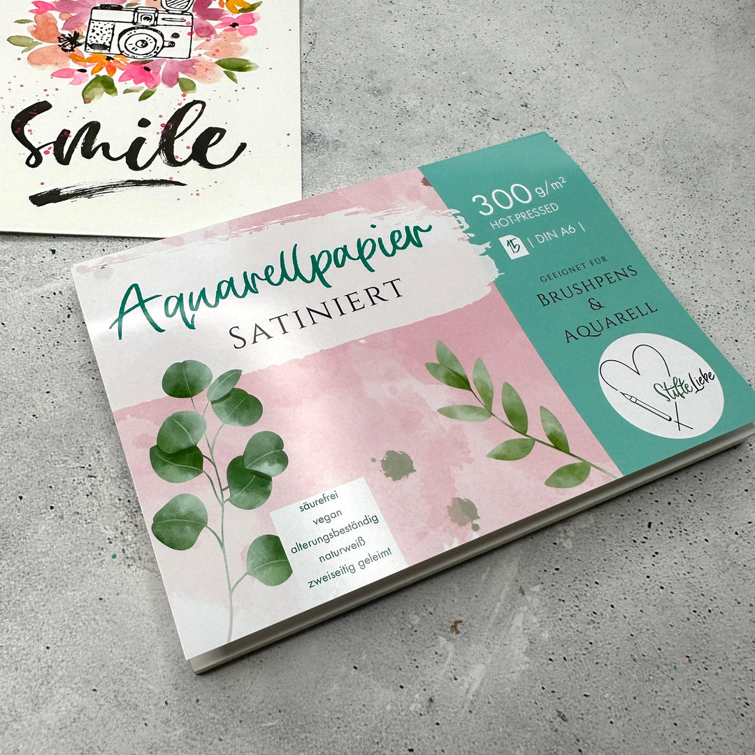 Satiniertes Aquarellpapier A6 - Stifteliebe